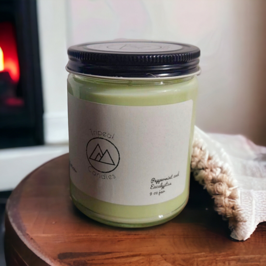 9 oz. Peppermint & Eucalyptus Candle By: Tripeak Candles