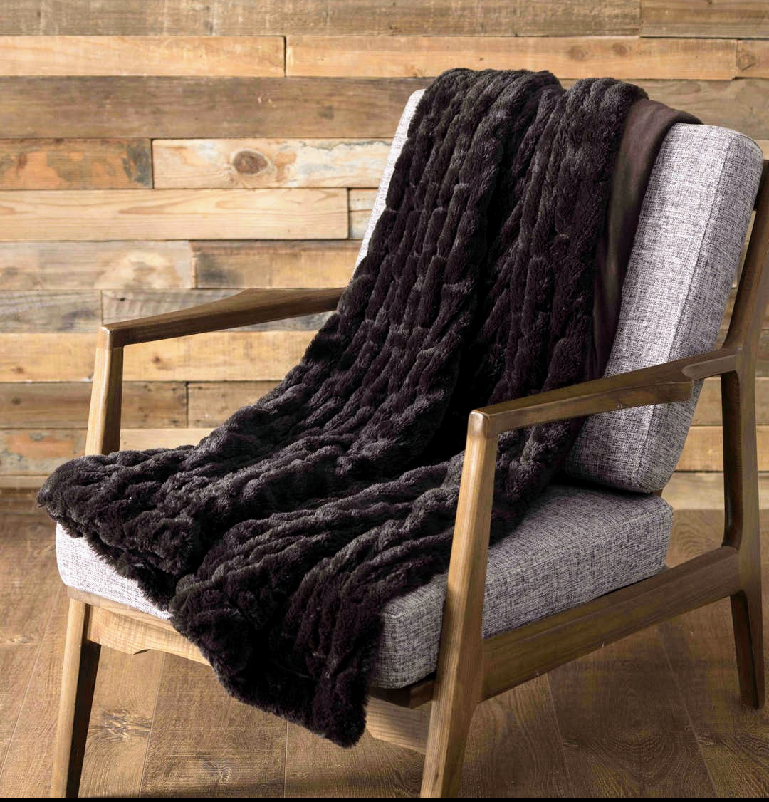 Faux Fur Throw - Chocolate 50" x 60"