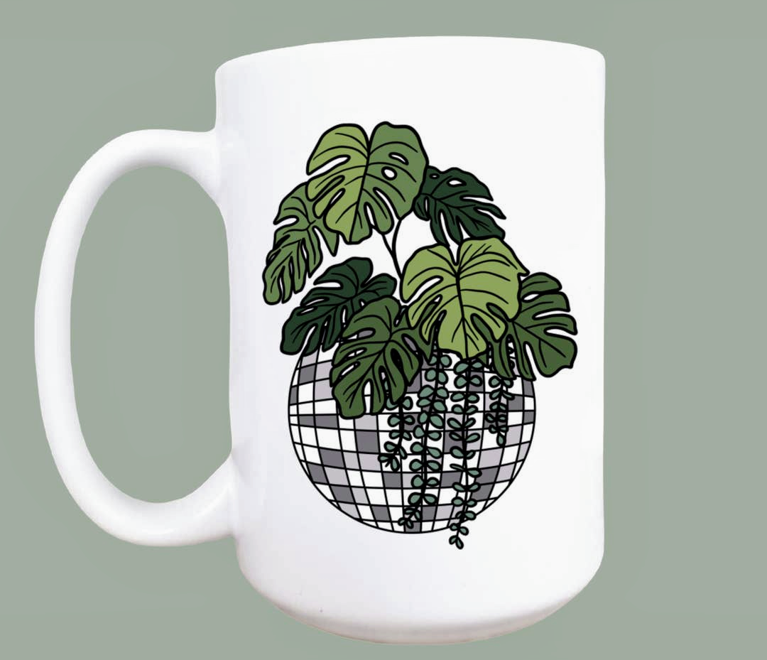 Disco Plant Ceramic Coffee Mug 15 oz.