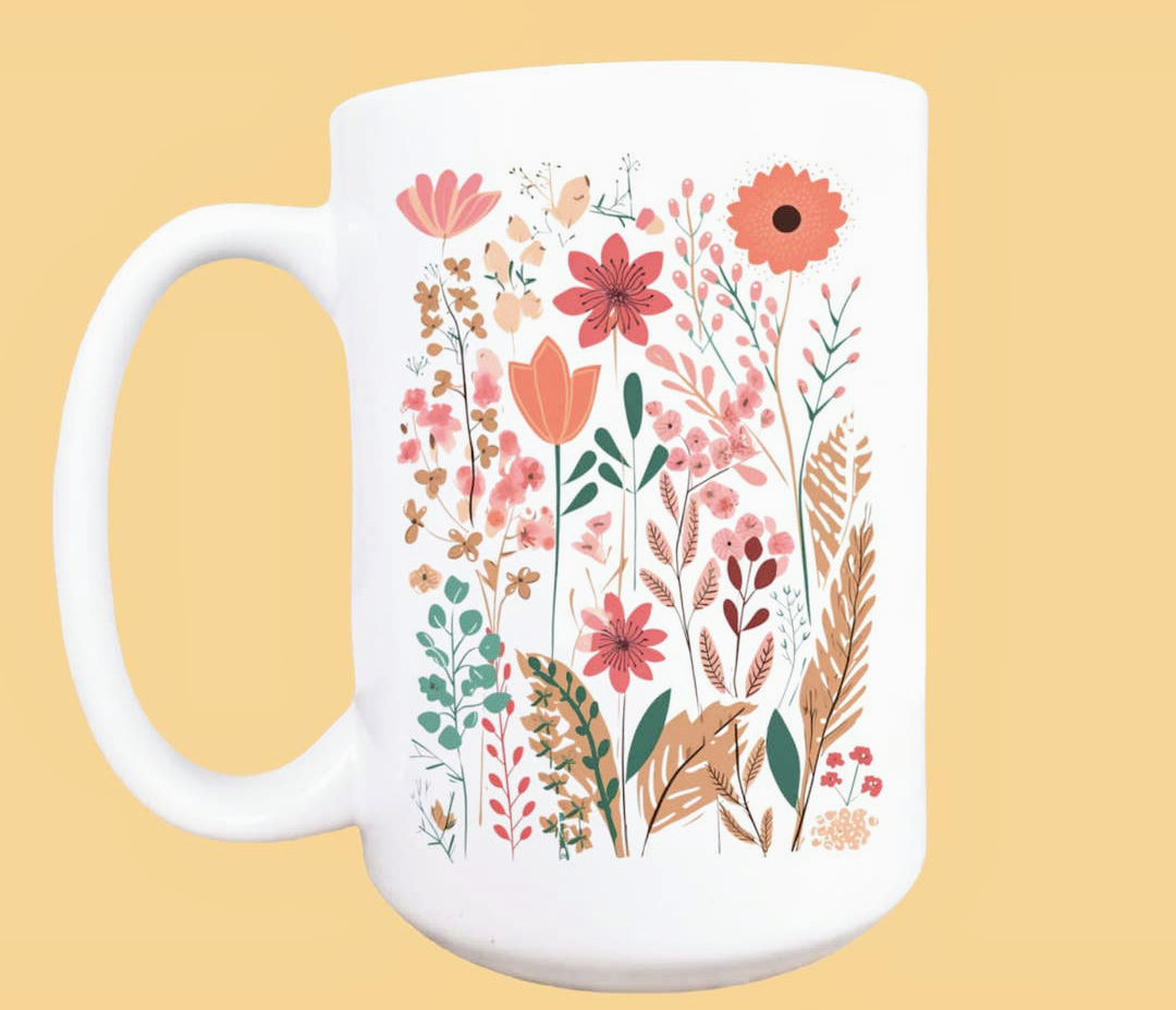 Wildflower Ceramic Coffee Mug 15 oz.