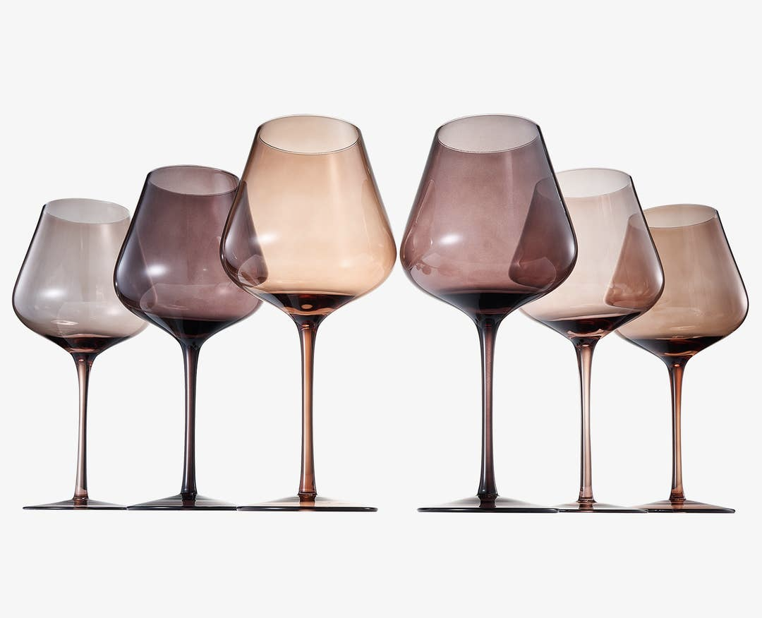 20oz Colored Wine Glass Set of 6 (Brown)