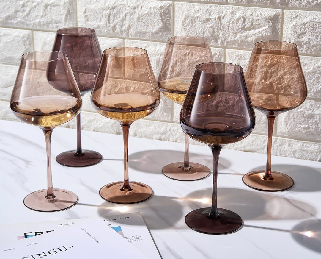 20oz Colored Wine Glass Set of 6 (Brown)