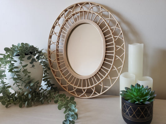 Oval Wooden Wall Mirror