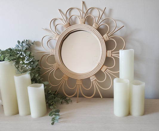 Wooden Flower Wall Mirror