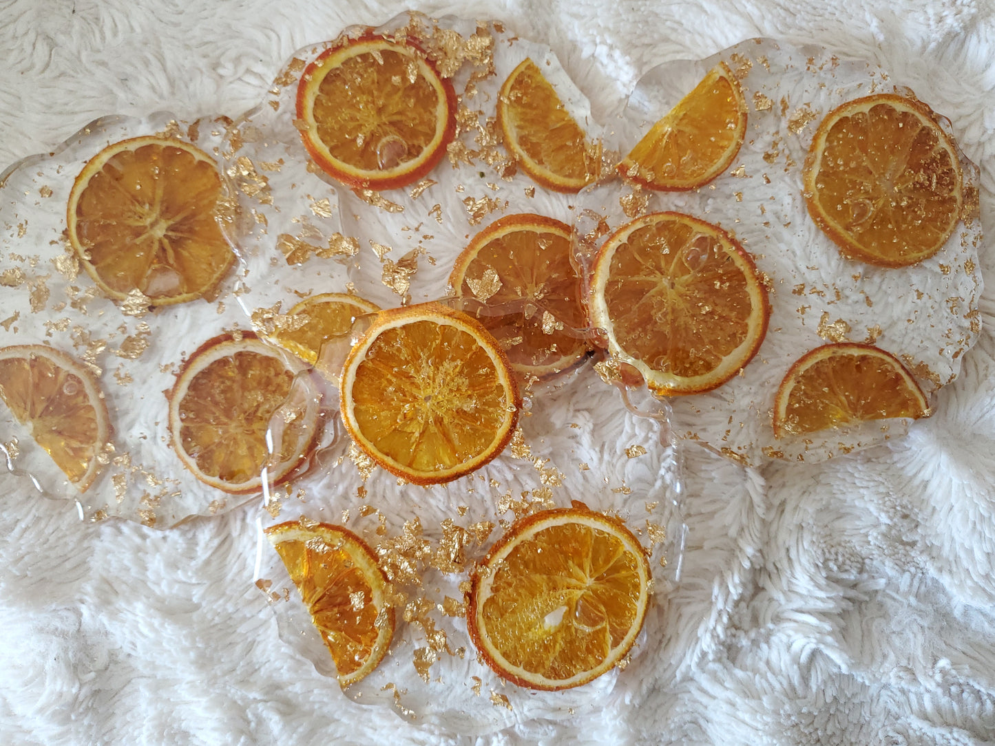 Golden Oranges Resin Coaster Set
