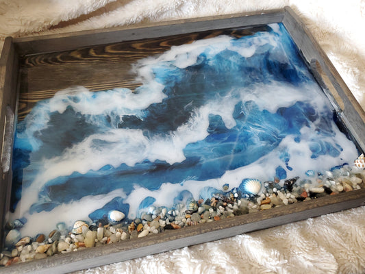 Crashing Waves Resin Serving Tray