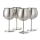 4 Balloon Cocktail Glasses - Silver Matte Stainless Steel Shatterproof Wine Goblet 700 ml