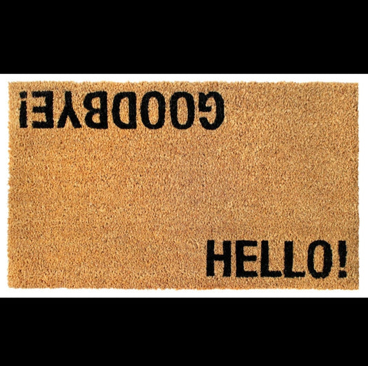 Natural HELLO/GOODBYE Doormat 18" x 30"